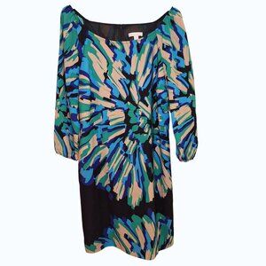 Abstract Floral Print Shift Dress Sz XL